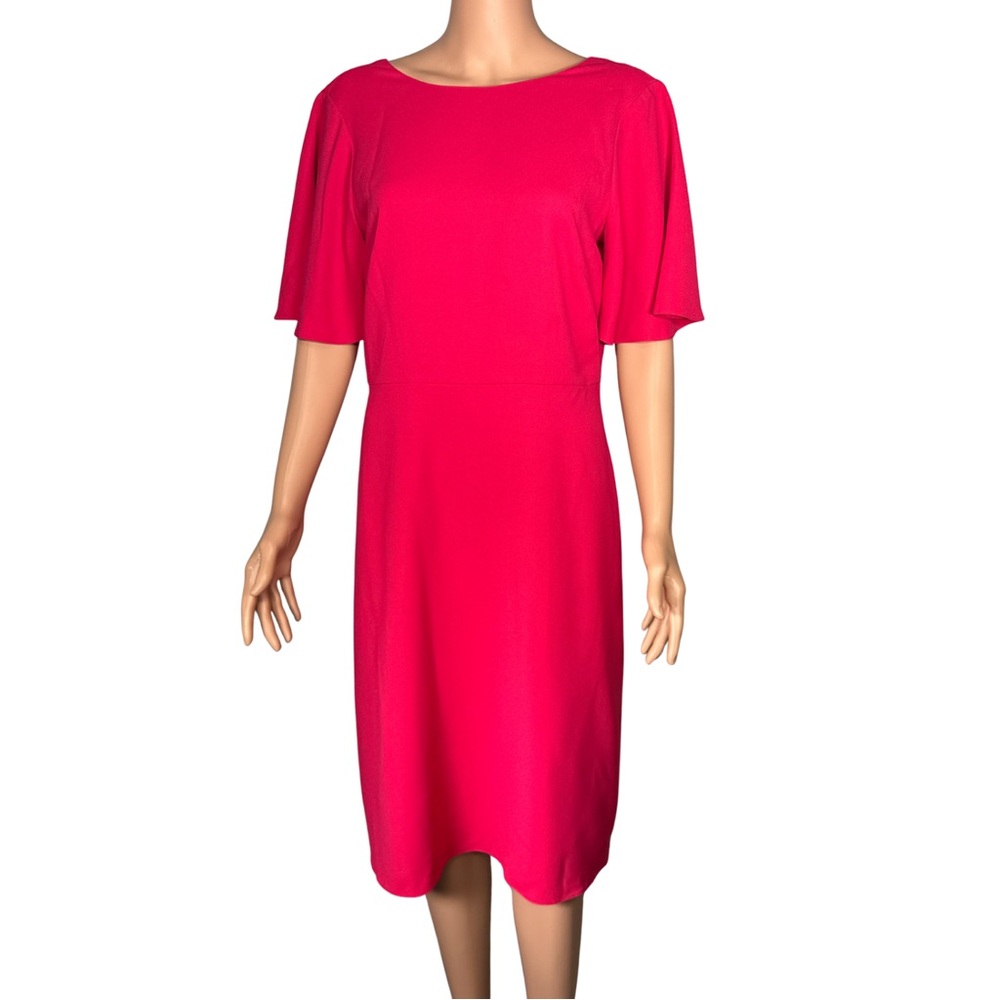 Laura Ashley Hot Pink Flutter Sleeve Sheath Dress – Size 8